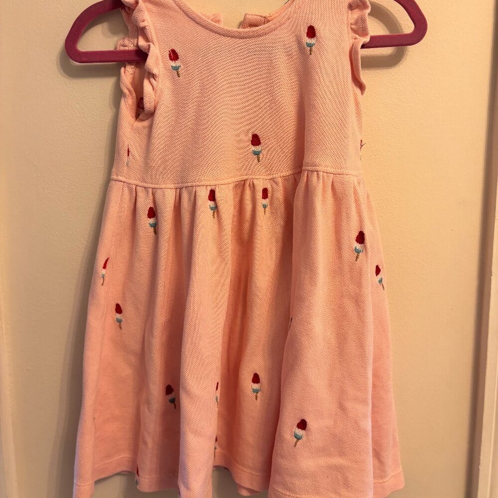 Embroidered Pink Chicken Ice Cream Cone Pink Dress